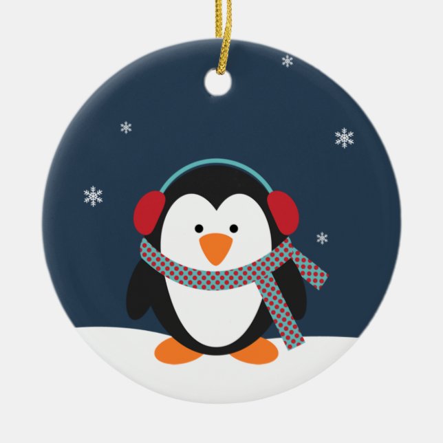 Personalized Penguin Christmas Ornament (Front)