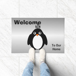 Personalized Penguin Design Doormat