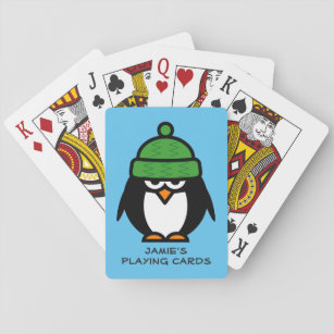 Personalized penguin design playing cards for kids