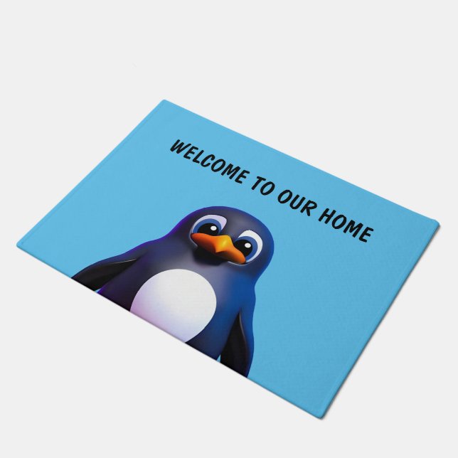 Personalized Penguin Doormat (Angled)