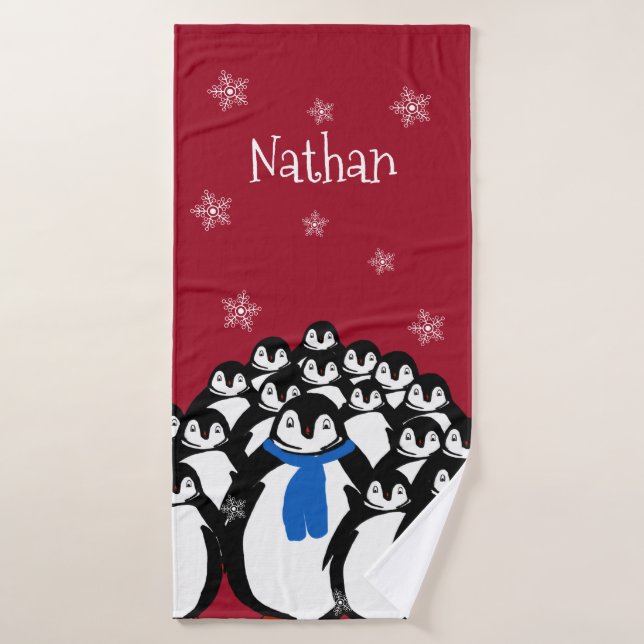 Personalized Penguin Family Bath Towel (Bath Towel)