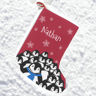 Personalized Penguin Family Small Christmas Stocking