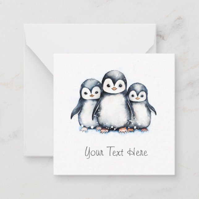 Personalized Penguin Flat Note Card (Front)