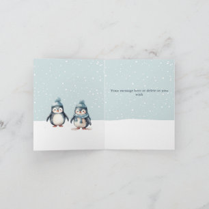 Personalized Penguin Folded Christmas Holiday Card