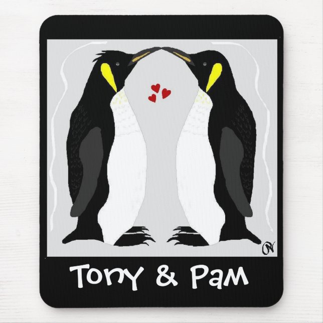Personalized Penguin Love Mousepad (Front)