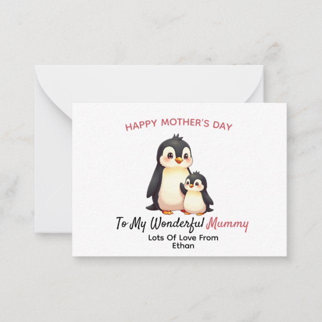Personalized Penguin Mother's Day Card for Mummy (Front)