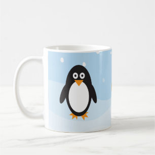 Personalized penguin mug with snowy background