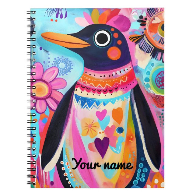 Personalized Penguin Noteboo: Colorful Arctic Notebook (Front)