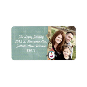 Personalized Penguin Photo Christmas Mailing Label