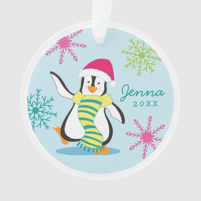 Personalized Penguin Photo Ornament (Front)