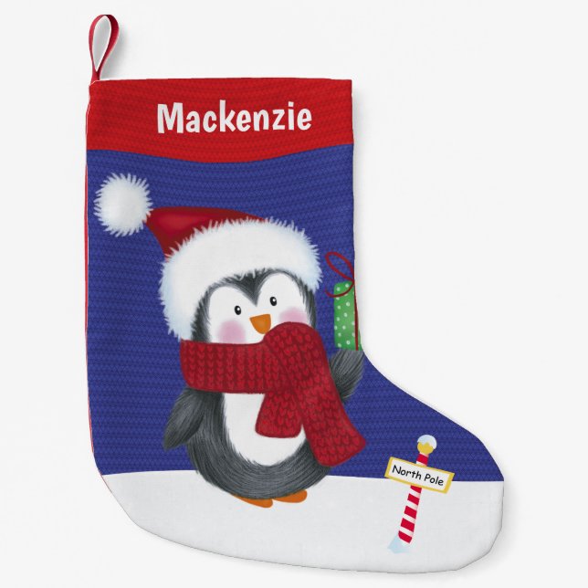 Personalized Penguin Small Christmas Stocking (Front)