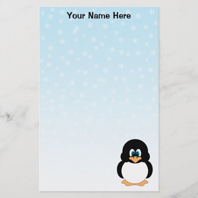 Personalized Penguin Stationery (Front)