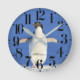 Personalized Penguin  Wall Clock