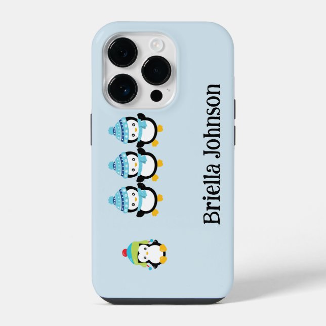 Personalized Penguins Dressed for Winter  iPhone Case (Back)