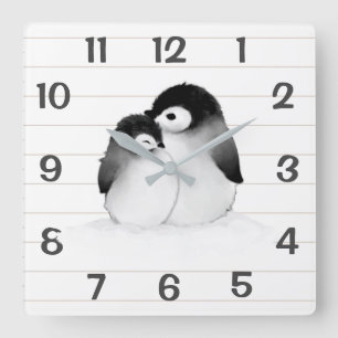 Personalized Penguins Home Decor Wall Clock