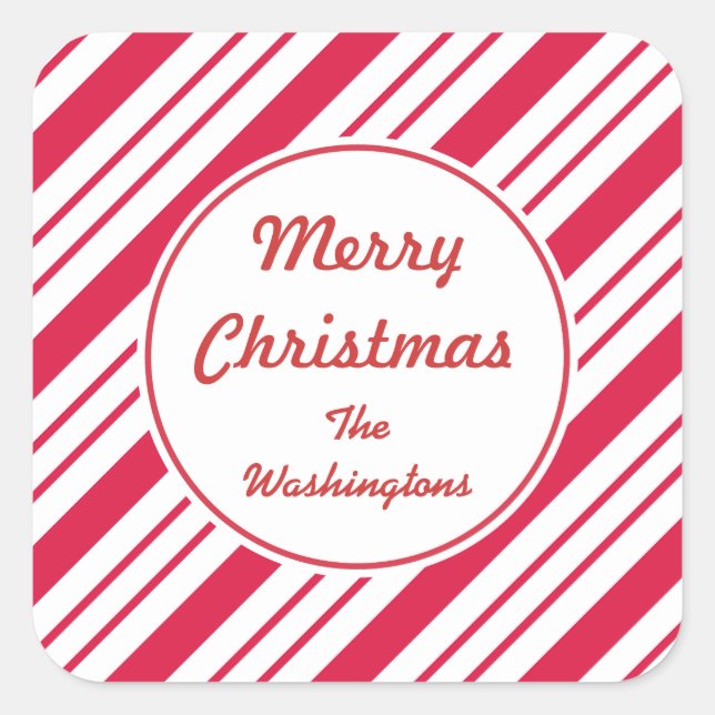 Personalized Peppermint Christmas Gift Stickers (Front)