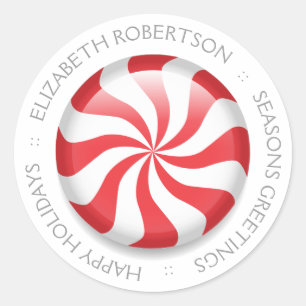 Personalized Peppermint Classic Round Sticker