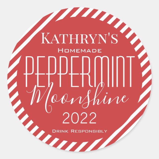 Personalized Peppermint Moonshine Label (Front)