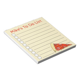 Personalized Pepperoni Pizza Slice To Do List Notepad