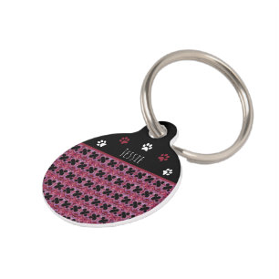 Personalized Percent Sign Fractal Pattern Pet Tag