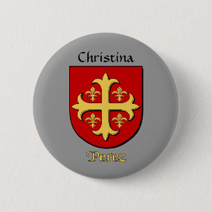 Personalized Perez Historical Shield 2 Inch Round Button