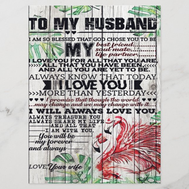 Personalized perfect letter | To my husband letter Menu (Front)