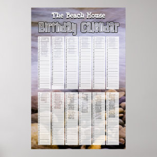 Personalized Perpetual Beach Birthday Calendar Poster