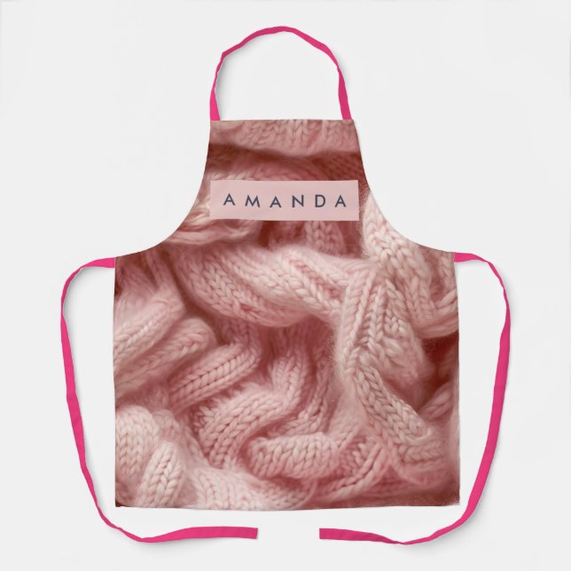 Personalized Personalized Pink Cable Knit  Apron (Front)