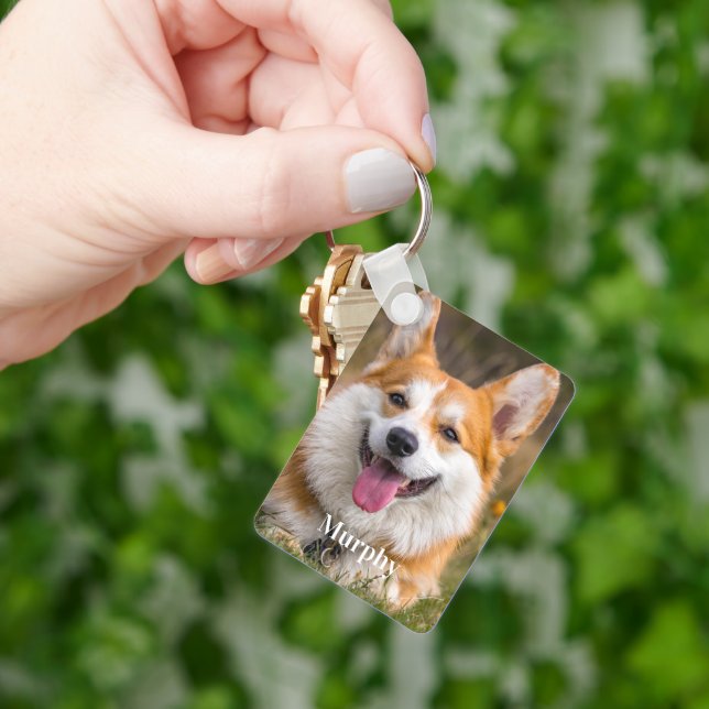 Personalized Pet 2 Photo Dog Lover Keychain (Hand)
