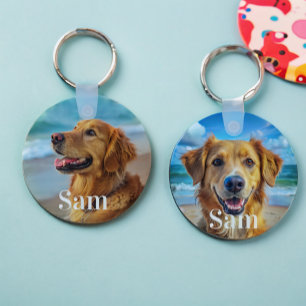 Personalized pet 2photo dog lover keepsake name  keychain
