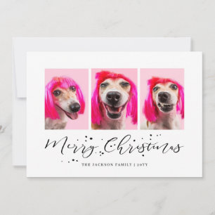 Personalized Pet 3 Photo Christmas Holiday Card