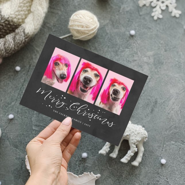 Personalized Pet 3 Photo Christmas Holiday Card (Creator Uploaded)