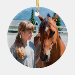 Personalized Pet Best Horse Ever Name and Photo Ceramic Ornament