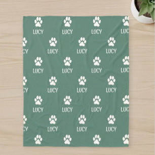 Personalized pet blanket with name and paw print