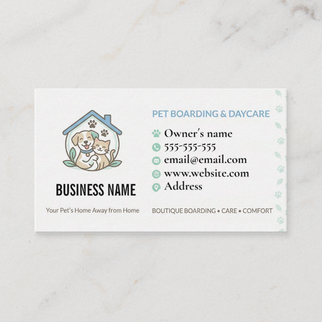 Personalized Pet Boarding Business Card QR Code (Front)