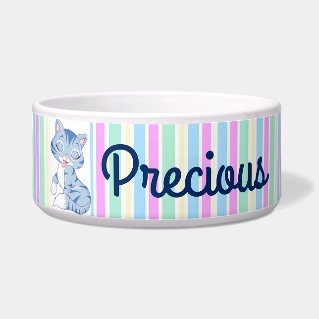 Personalized Pet Bowl/Cute Cat (Front)