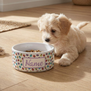 Personalized Pet Bowl with Colourful Ladybugs