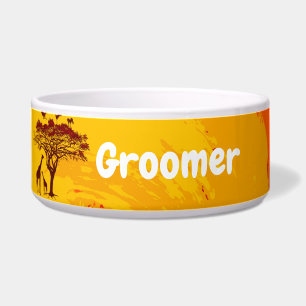 Personalized Pet Bowls African Safari Giraffe Sun