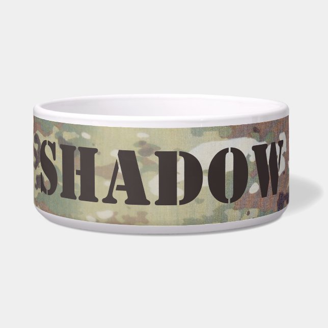 Personalized Pet Bowls Army OCP Camo Uniform Camof (Front)