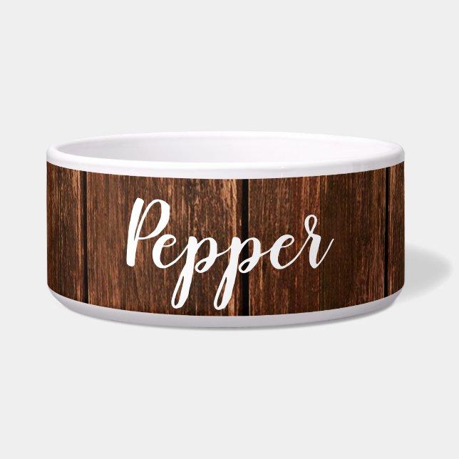 Personalized Pet Bowls Barn Wood Country Rustic (Front)