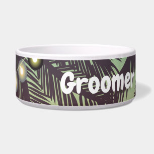 Personalized Pet Bowls Beach Sunset Palm Trees Str