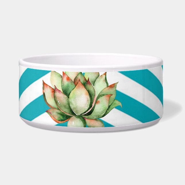 Personalized Pet Bowls Boho Cacti Cactus Succulent (Front)