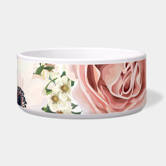 Personalized Pet Bowls Geometric Garden Rose Anemo (Front)