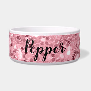 Personalized Pet Bowls Rose Gold Glitter