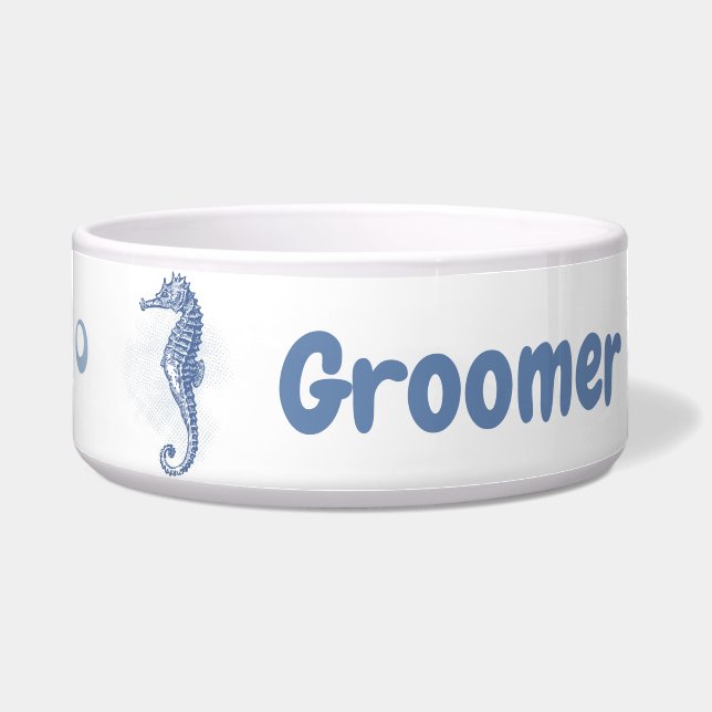 Personalized Pet Bowls Seahorse Ocean Beach Water (Front)