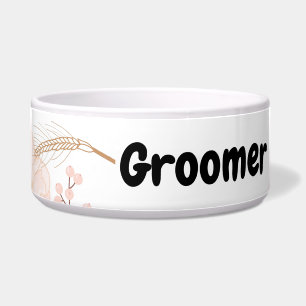 Personalized Pet Bowls White Floral Flowers on Whi