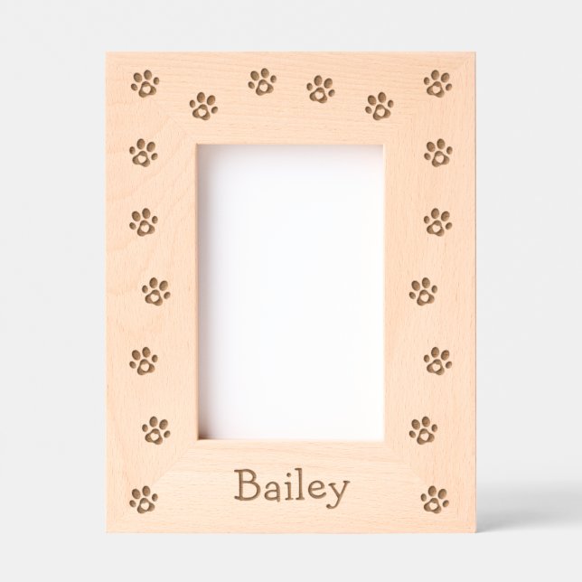 Personalized Pet Cat/Dog Name Paw Print Keepsake Etched Frames (Front)