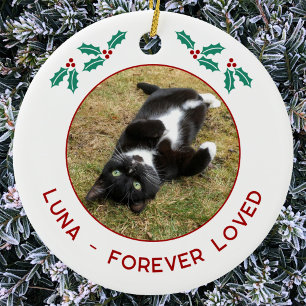 Personalized Pet Cat Memorial Christmas Photo Ceramic Ornament