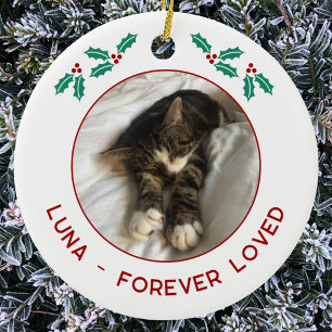 Personalized Pet Cat Memorial Christmas Photo Ceramic Ornament