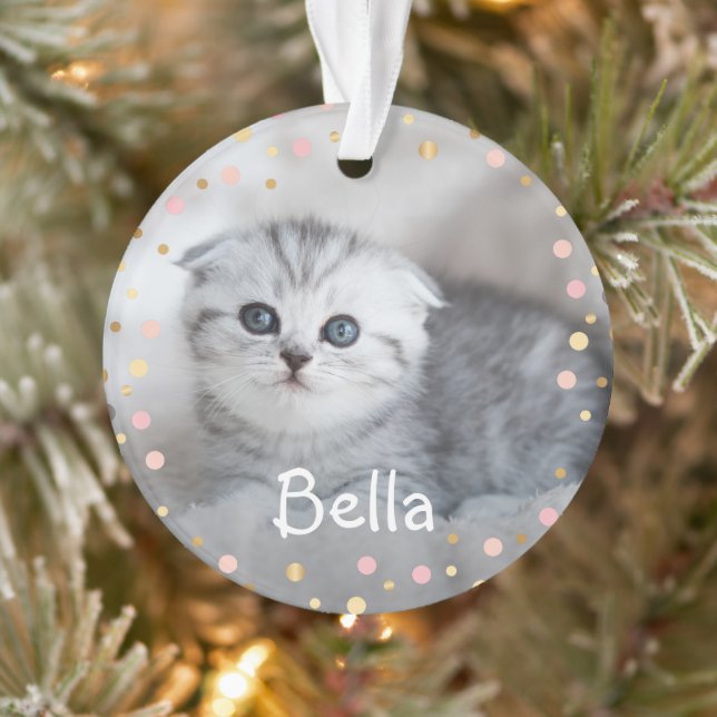 Personalized Pet Cat Meowy Christmas Holiday Photo Ornament (Tree)